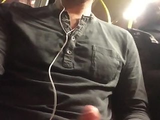 Horny boy pulls his cock out on the bus